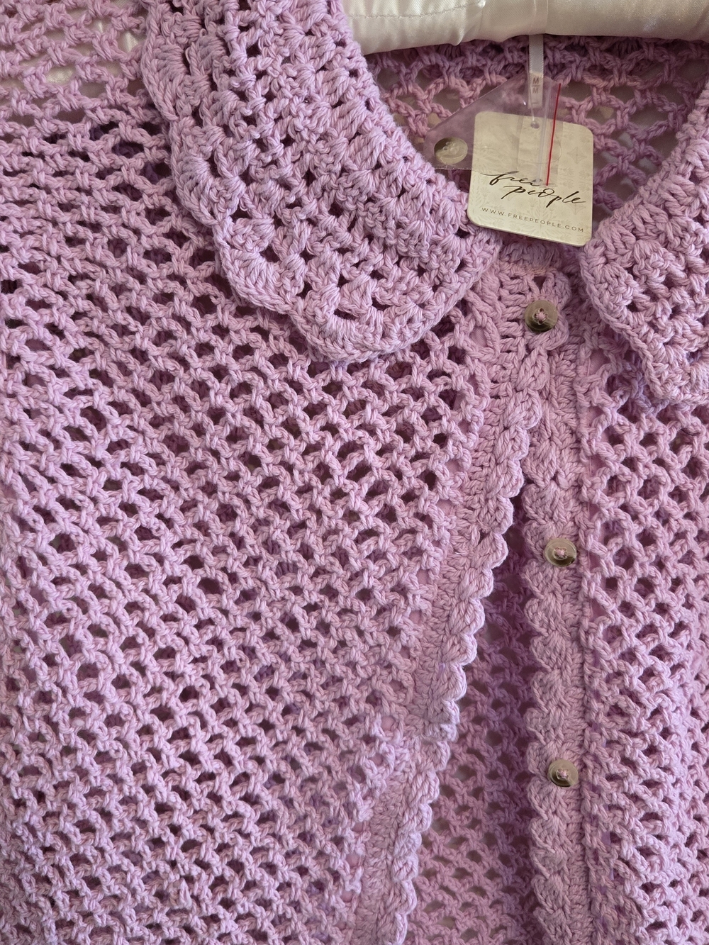 Free People Lily Crochet Top Candy Lilac NWT Sz M